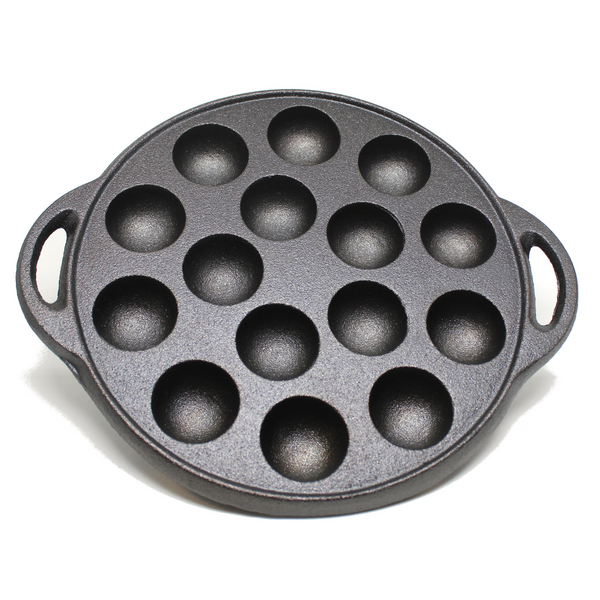 Kasian House Cast Iron Griddle - 1.5" Diameter Half Sphere Molds, Pre-Seasoned - Poffertjes, Pancake Balls, Takoyaki, Aebleskiver
