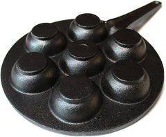 Kasian House Cast Iron Griddle - 2" Diameter Molds, Pre-Seasoned - Poffertjes, Pancake Balls, Aebleskiver, Stuffed Pancake