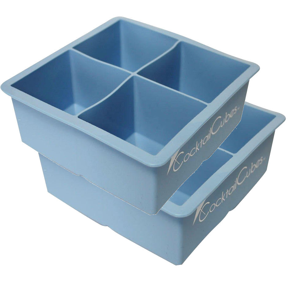 Cocktail Cubes - Extra Large Silicone Ice Cube  Trays - 2.5 Inches - Light Blue (2 Trays)