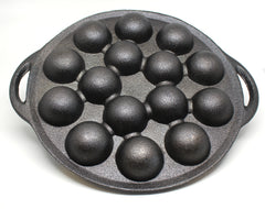 Kasian House Cast Iron Griddle - 1.5" Diameter Half Sphere Molds, Pre-Seasoned - Poffertjes, Pancake Balls, Takoyaki, Aebleskiver