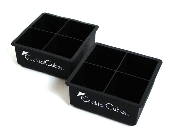 Cocktail Cubes - Extra Large Silicone Ice Cube  Trays - 2.5 Inches - Black (2 Trays)