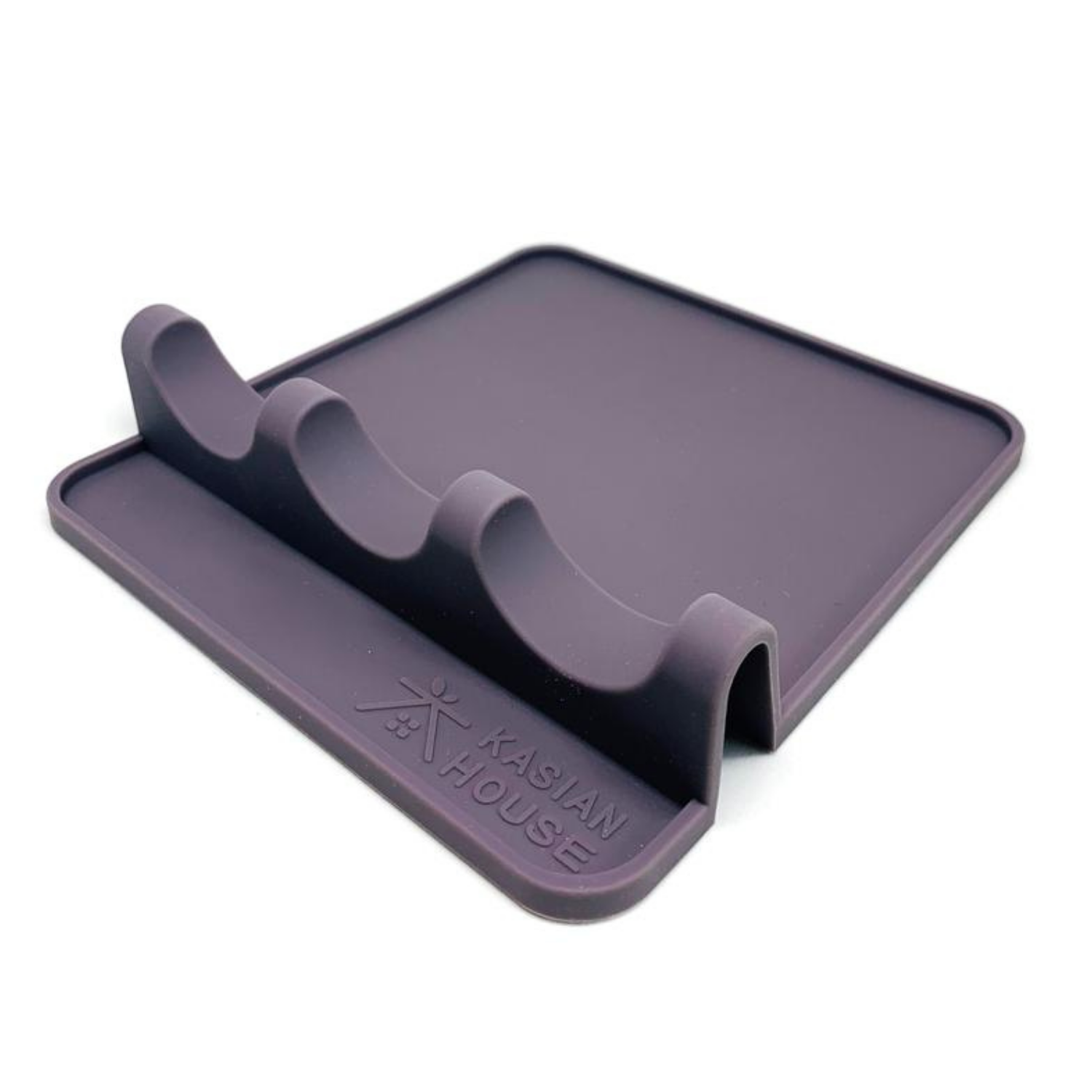 Silicone Utensil Rest by Kasian House - Extra Large Kitchen Spoon Rest with Drip Pad (Grey)