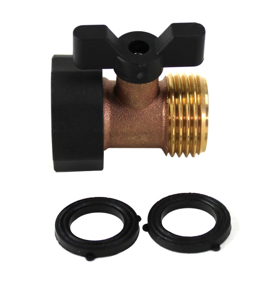Kasian House Heavy Duty Brass Garden Hose Connector with Shut Off Valve and Comfort Grip Handles - 2 Extra Washers