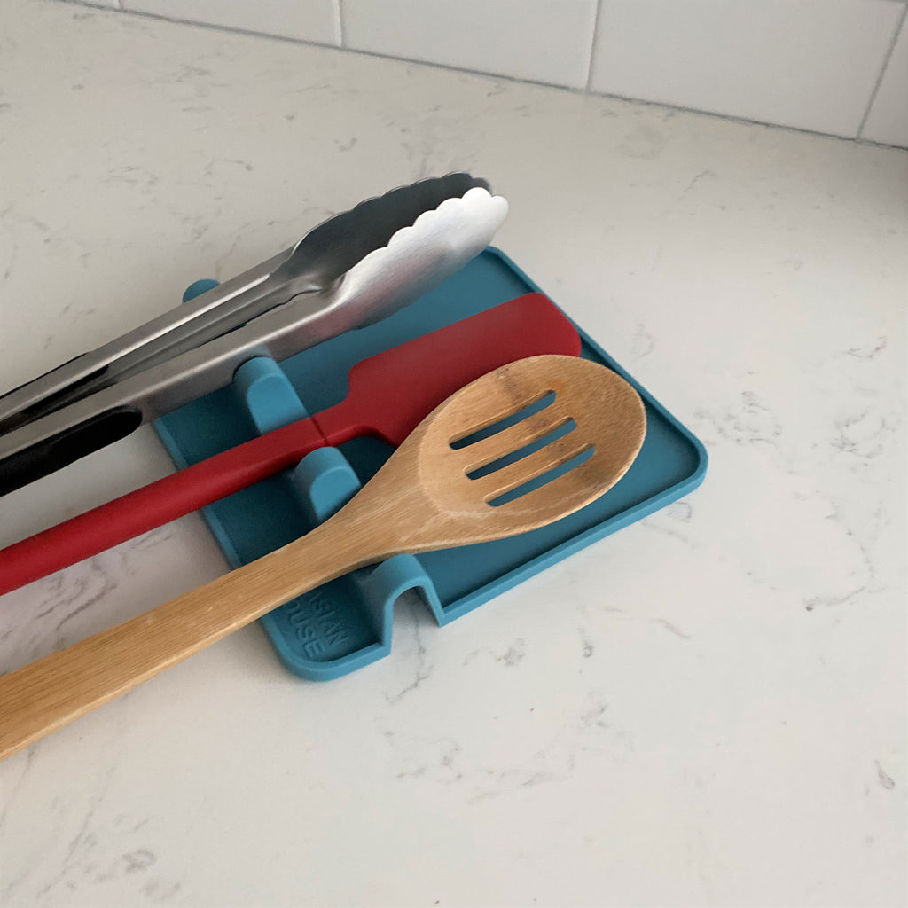 Wooden Cooking Utensils with Holder & Spoon Rest